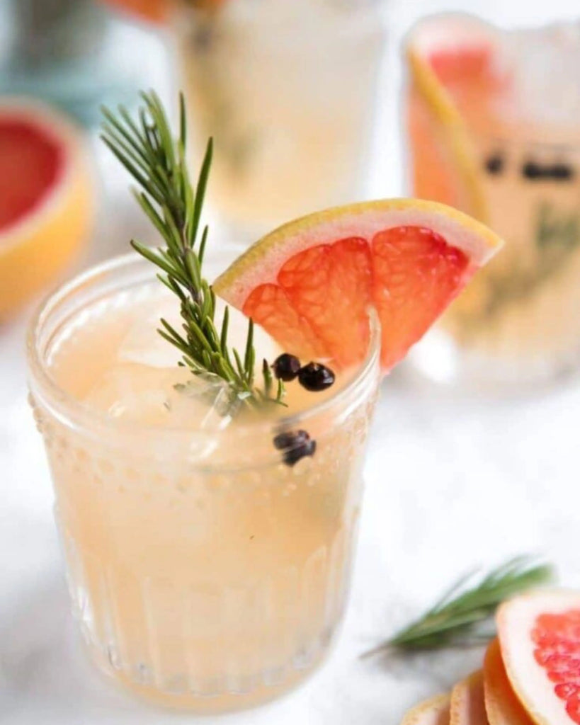 Vodka soda with rosemary, grapefruit and peppercorns, cocktails with soda